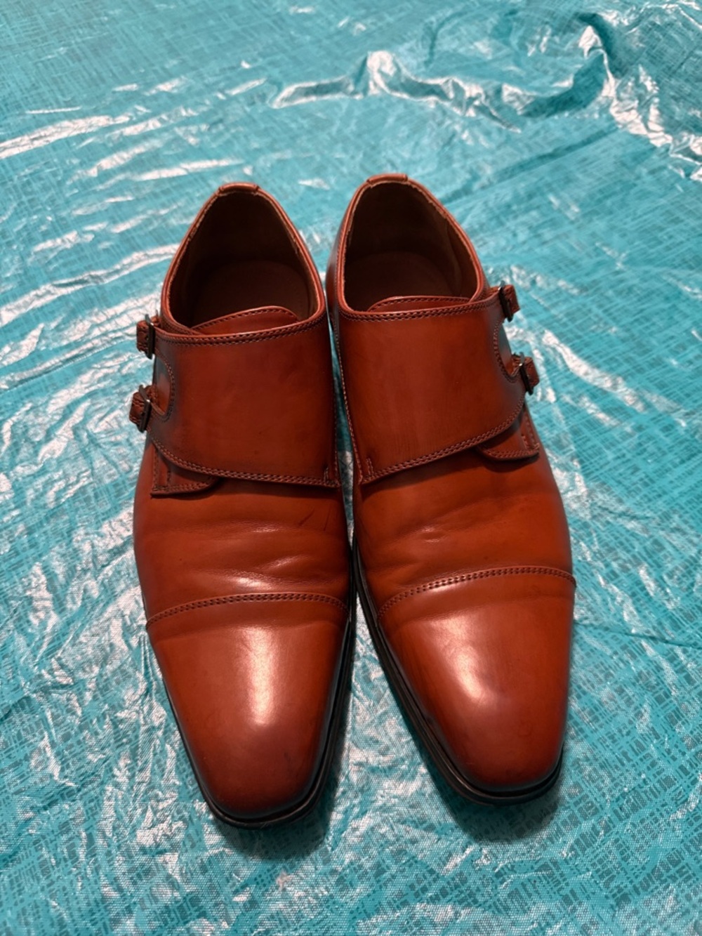 Amalfi Cognac Double Monk Strap Leather Oxfords